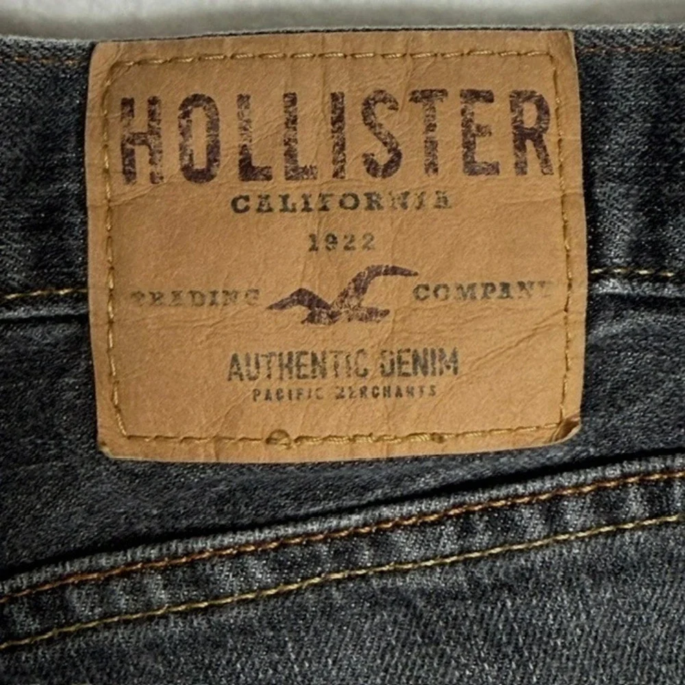 Hollister‎ Slim Straight Jeans Mens 32x30 Charcoal Gray Button Fly Denim Pants